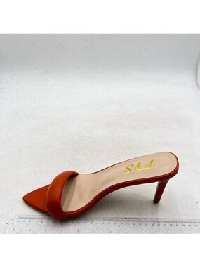 FYS Orange Strappy Pointed Open Toe Single Band Slip on Mules Stiletto High Heel